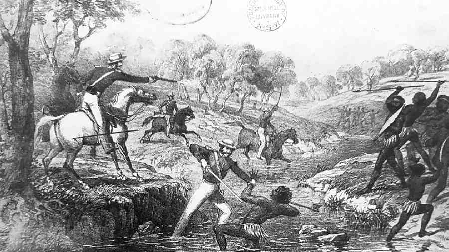 A conflict between white settlers and aborigine tribes in Australia in the first half of the 19th century
