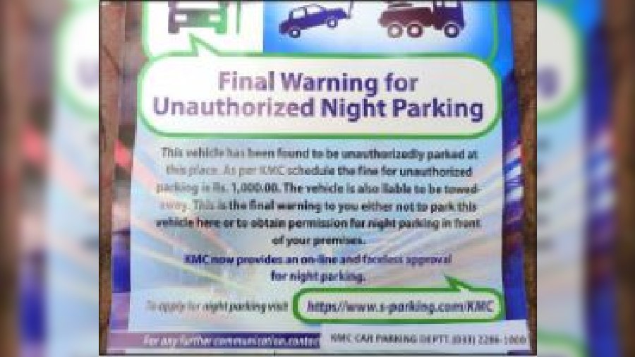 The poster that is being pasted on cars found illegally parked on roads at night