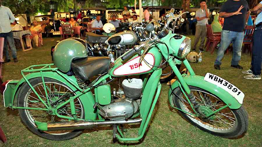 The display also featured a few vintage motorbikes including a 1948 BSA Bantam (left)owned by Inspector Arijit Bhattacharia. 