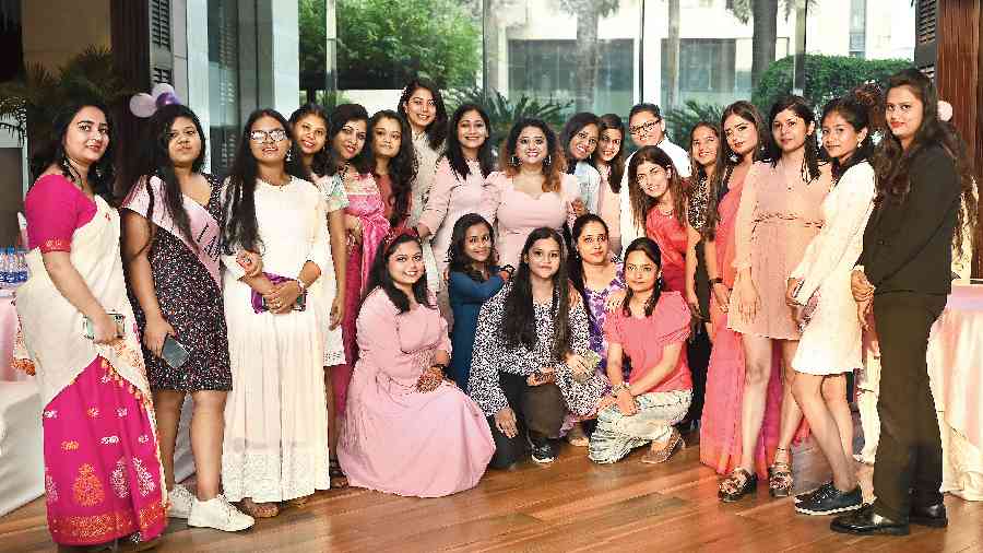 The women employees of Hyatt came dressed in pretty pink to attend the workshop.