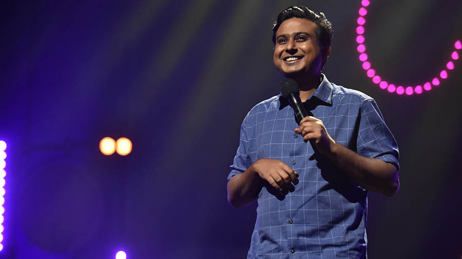 Anirban Dasgupta performs at the opening night gala of the Melbourne International Comedy Festival 