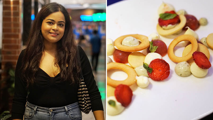 L-R: Anishka Bose, and the Deconstructed Strawberry Tart made during the class