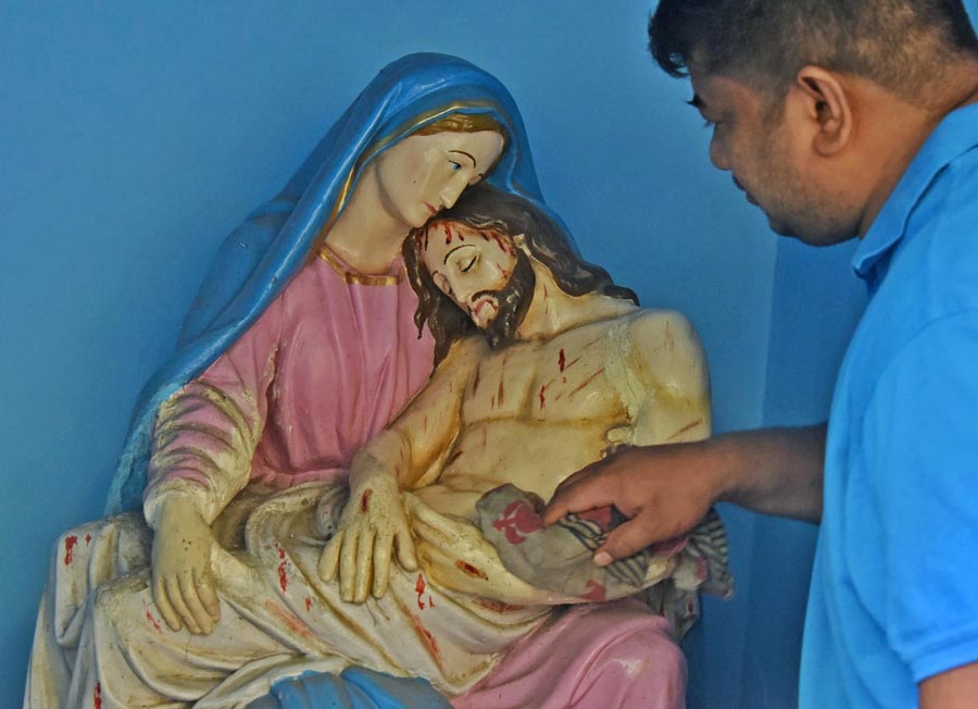 On Thursday, a church in Kolkata is being readied ahead of Good Friday, Holy Saturday and Easter Sunday  