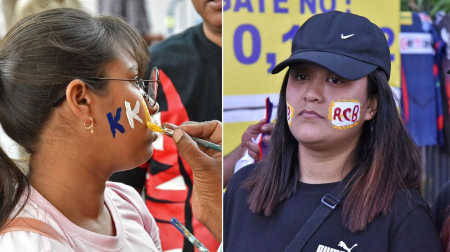 Fans get their faces painted prior to the match on Thursday 