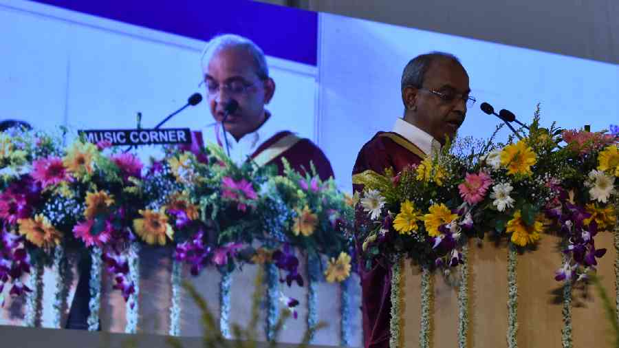 Director of IIM Calcutta, Professor Uttam K Sarkar delivering his speech.