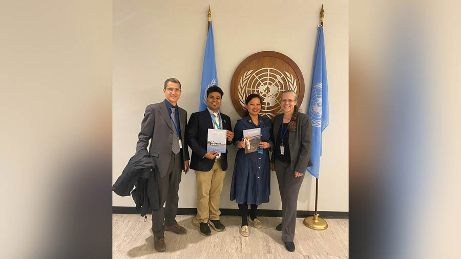 Sen with other delegates at the UN Water Conference