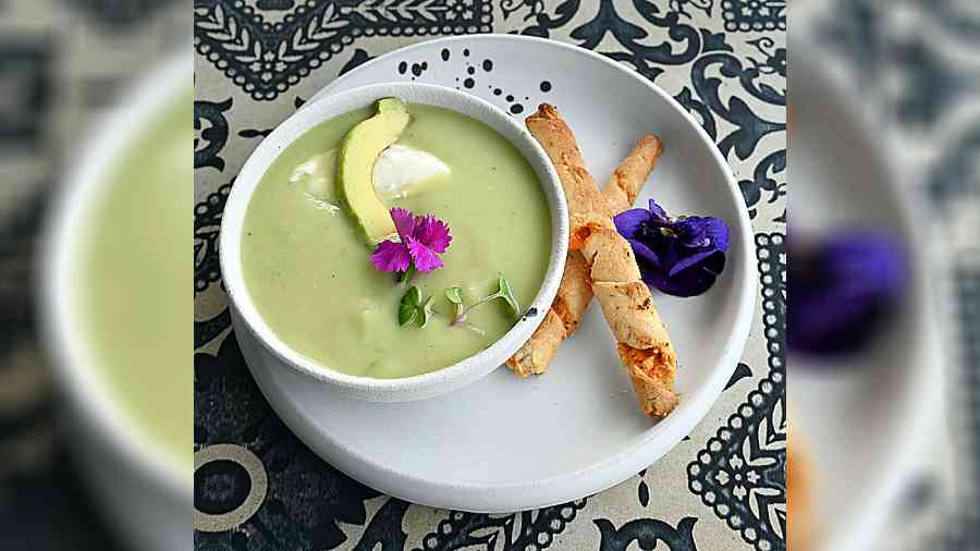 Avocado and Cucumber Soup: A summer surprise, this avocado, cucumber, leek and celery soup is yummy. Served with homemade cheese straws.