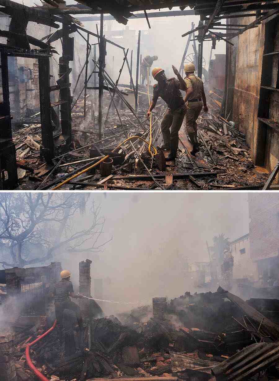 A massive fire broke out at a timber godown in Garia in the southern part of the metropolis on Tuesday. Fire brigade sources said 12 fire-tenders were pressed into service to douse the flames. No casualties were reported       
