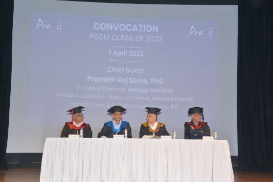 The dignitaries at the convocation ceremony at Praxis Business School