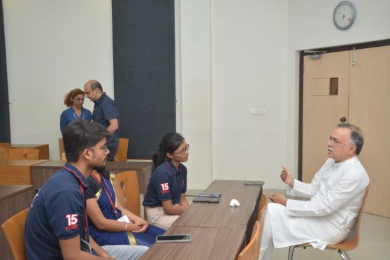 Dr Pramath Raj Sinha guiding students about academics and profession