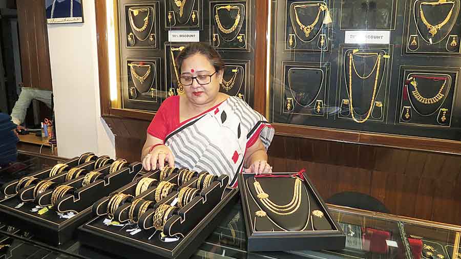 Jewellery on display at Benud Behari Dutt Legacy in BE Block. 