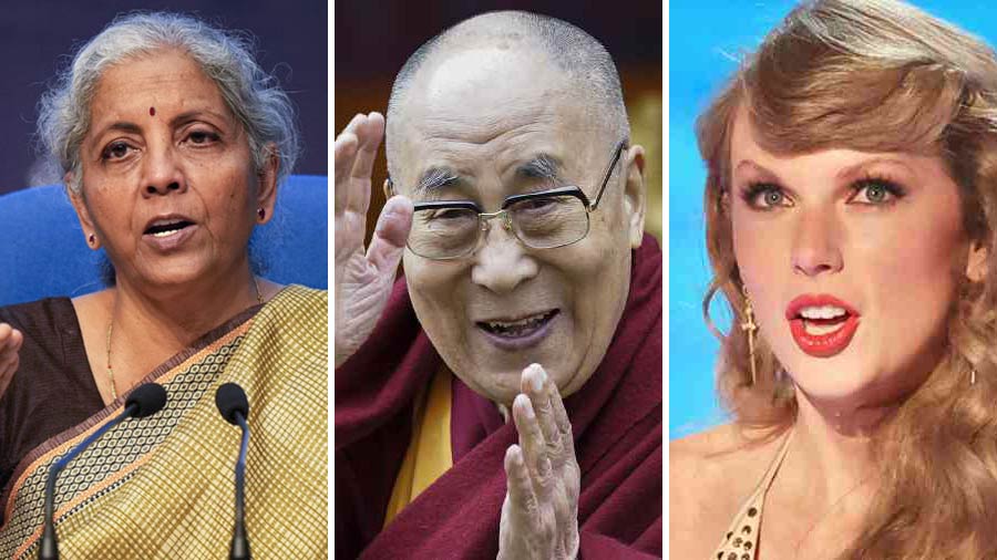 (L-R) Nirmala Sitharaman, the Dalai Lama and Taylor Swift are among the newsmakers of the week