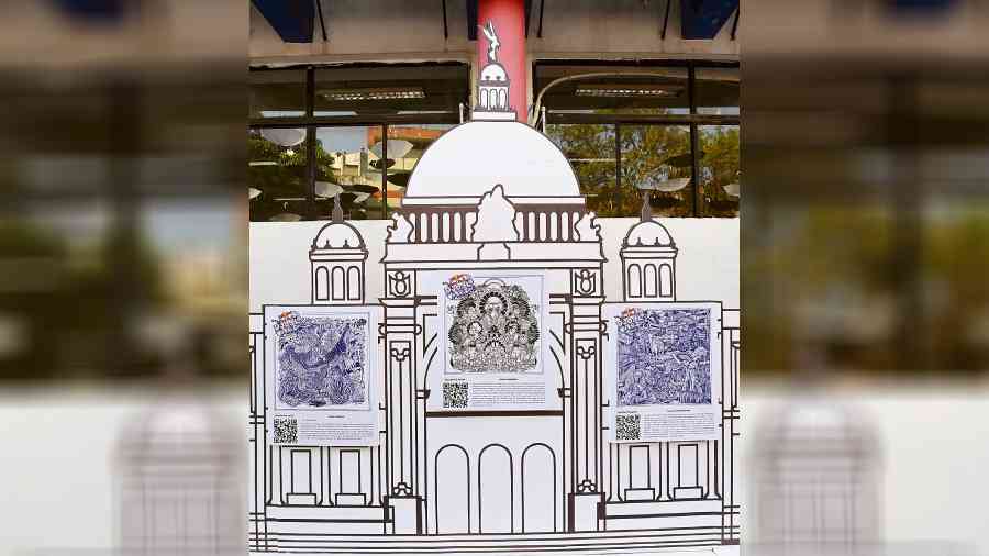 The three selected doodle artworks of the Indian finalists were displayed on the artistic interpretation of the Victoria Memorial among other artwork entries.
