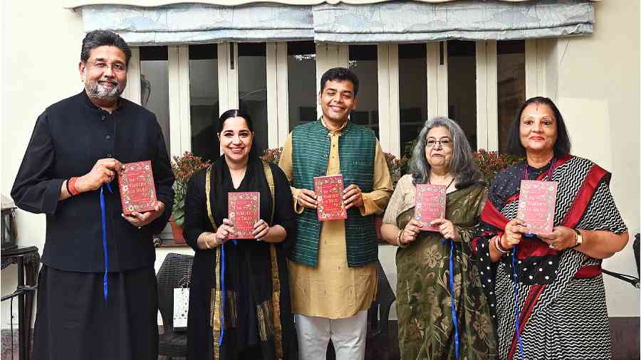 L-R: Harshavardhan Neotia, Ramanjit Kaur, Vishes Kothari, Anjum Katyal and Alka Jalan at the launch of the book. “Like Vishes said, the book is about bringing those stories that are true to our culture, and true to our country, available to the masses because otherwise, it is in a particular language. Having it available for everyone helps us get closer to our cultural identity,” said Neotia.