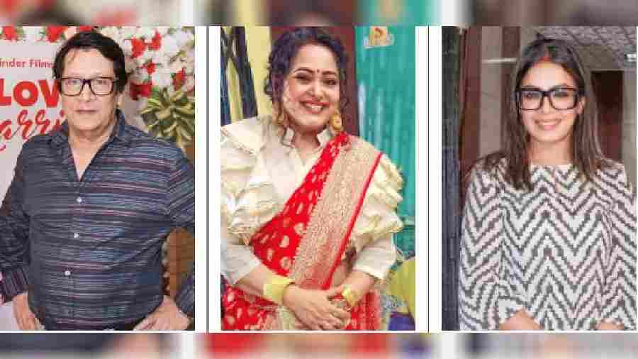 (L-R) Ranjit Mallick, Aparajita Adhya, Iman Chakraborty