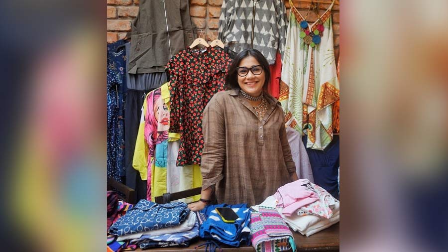 Mamata Sharma Das at her stall at the Calcutta Closet Cleanse