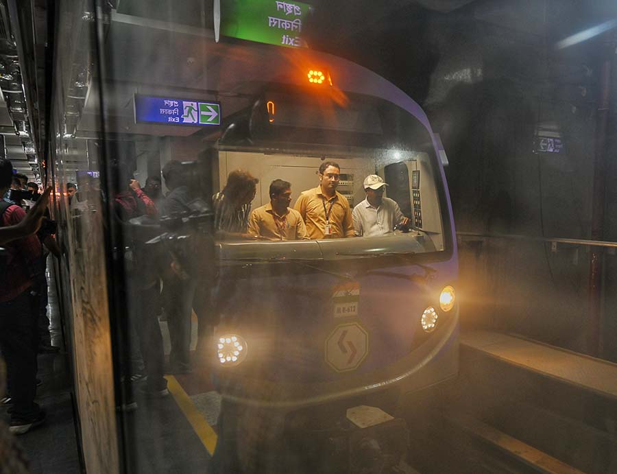 Kolkata Metro Rail Corporation (KMRC) on Thursday conducted a trial run for the East-West Metro through the tunnel under Hooghly river with passengers on board  