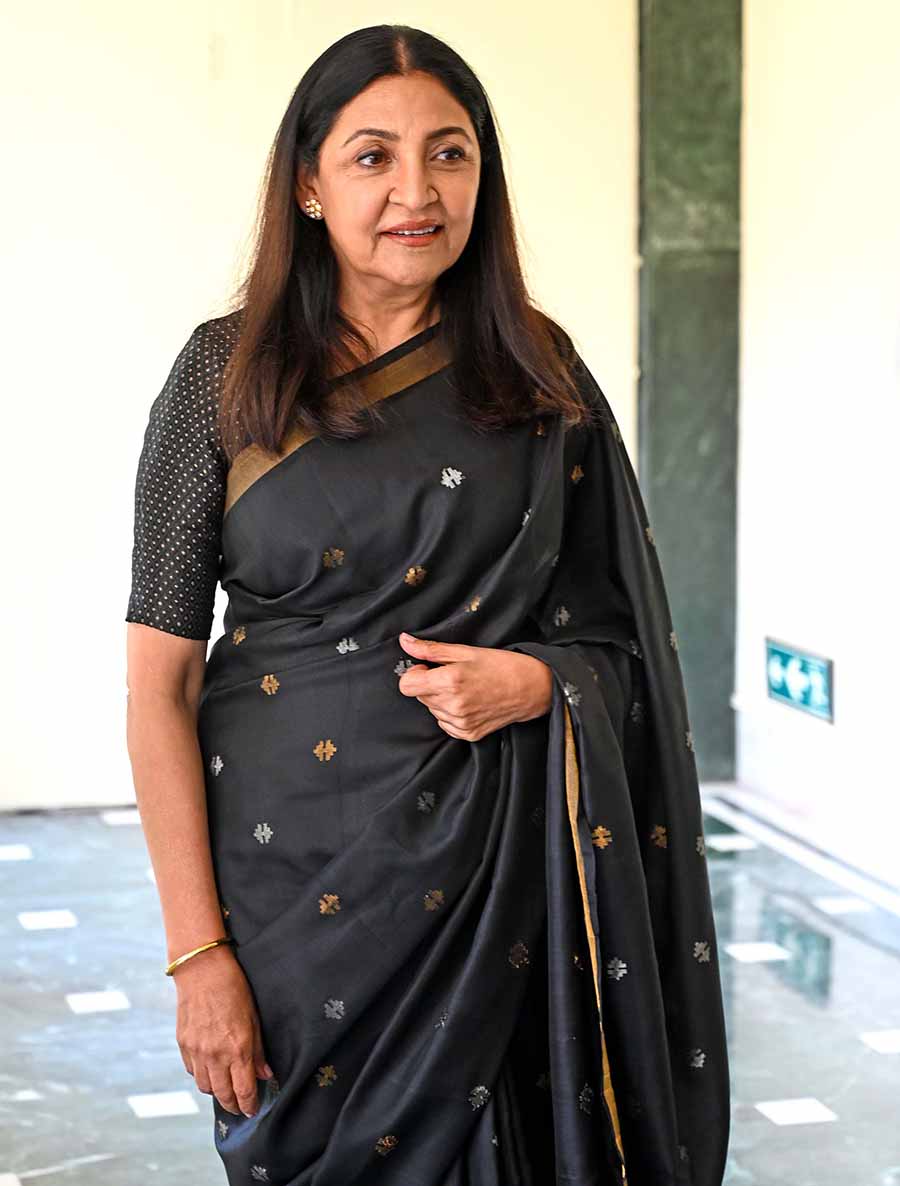 Deepti Naval, who plays a key character in Mother Teresa and Me, looked graceful in a black sari.