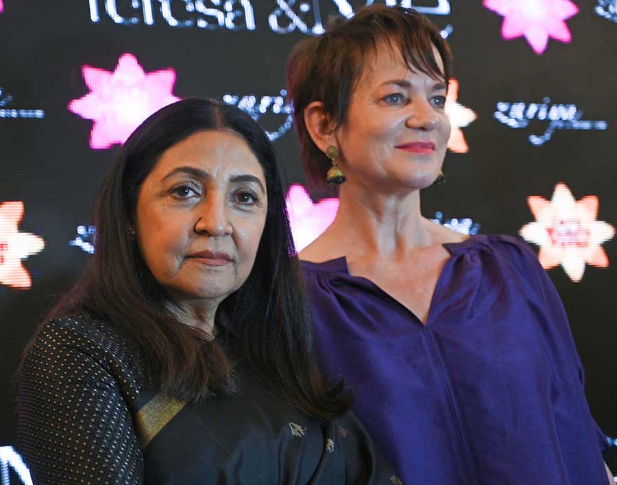 Deepti Naval and Jacqueline Fitschi-Cornaz on stage during the event.