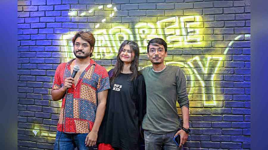 Team Mad Bee Comedy Club: (L-R) Nasif Akhtar, Srishty Tiwari and Pratik Saha