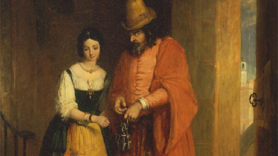 Shylock and his daughter Jessica from the play The Merchant of Venice as illustrated by Gilbert Stuart Newton. Picture: Google Art Project