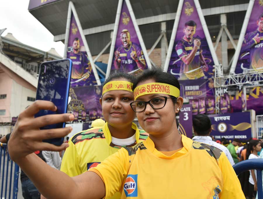 Selfie time for CSK fans before heading into the stadium for some Sunday entertainment 