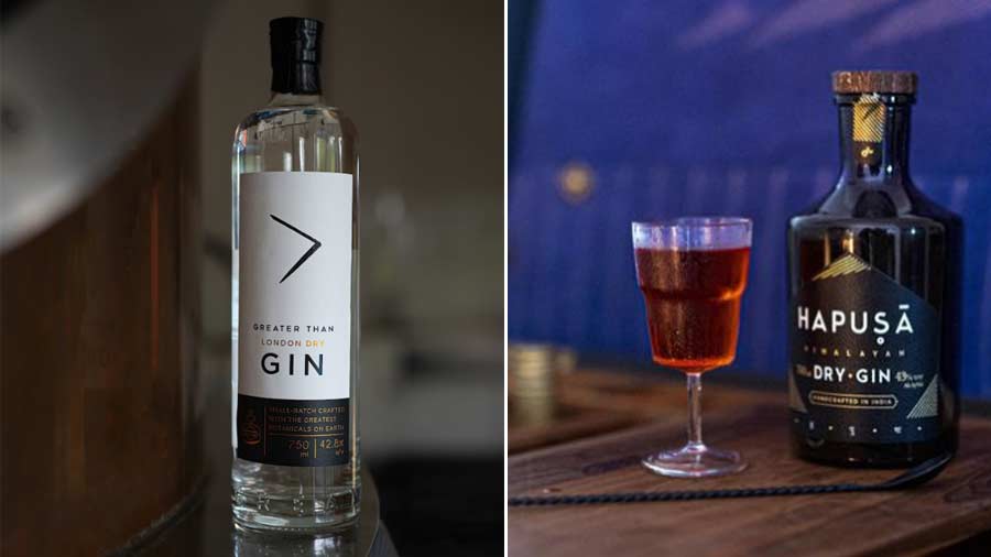 Greater Than Gin’s flavours tend to be clean and citrusy with a bit of a sweet spice that comes from the fennel, ginger, and other botanicals in the mix, while (right) Hapusa is much more bold and earthy, with a delicate spice and a wine flower note
