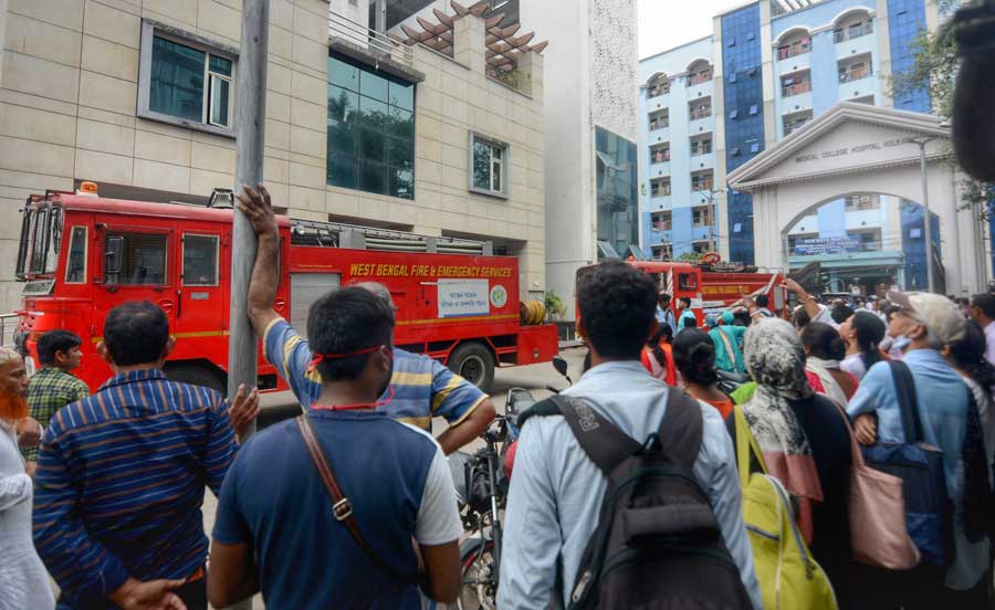 A fire broke out at the Calcutta Medical College and Hospital on Tuesday. Six fire-tenders were pressed into service. There were no casualties. Probe is on to find out what triggered the blaze  