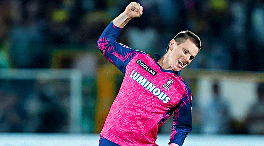 Royals’ Adam Zampa celebrates after taking one of his three wickets on Thursday.