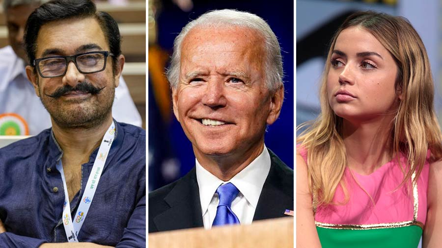 (L-R) Aamir Khan, Joe Biden and Ana de Armas are among the newsmakers of the week  