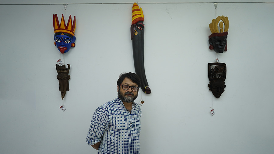 The exhibition received appreciation from Sharmila’s longtime friend and filmmaker Shiboprosad Mukherjee. ‘Sharmila gave me a Durga mask that adorned my first flat after my wedding, and it remains in my living room to this day. I’m definitely going to pick up something from this exhibition, and this Ganesh mask [centre] has already caught my fancy!’
