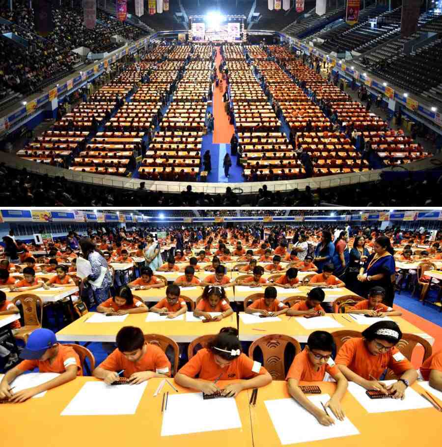 A state-level Abacus, brain gym and mental arithmetic competition was held at Netaji Indoor Stadium on Sunday 
