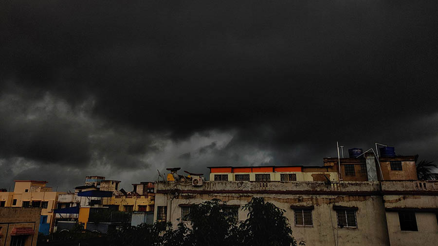 Dark clouds hover over north Kolkata on Tuesday afternoon