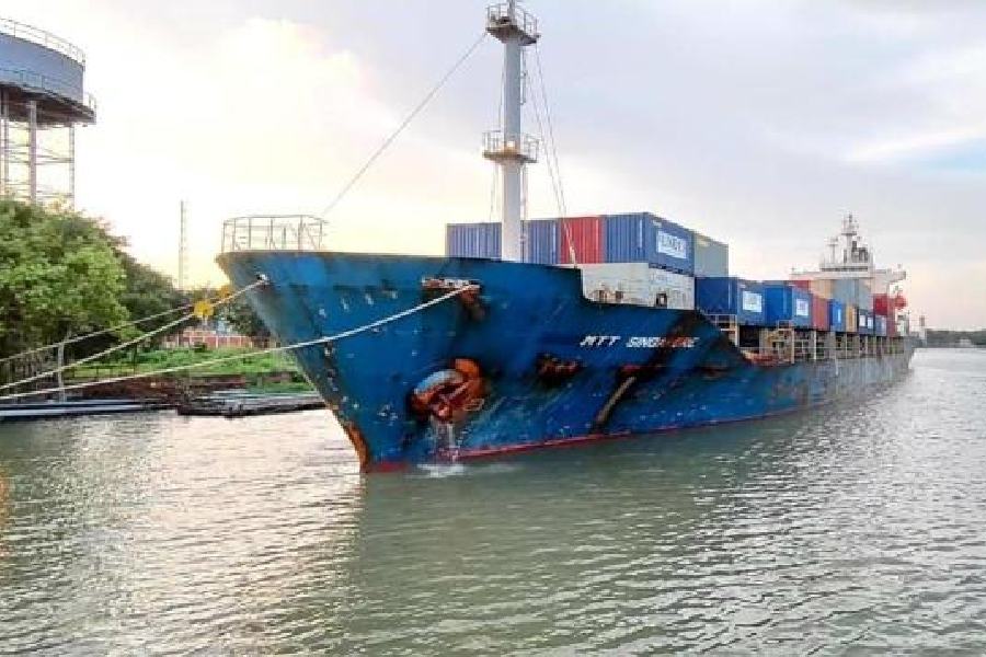 The container vessel from Malaysia anchored at Netaji Subhas Dock on Thursday
