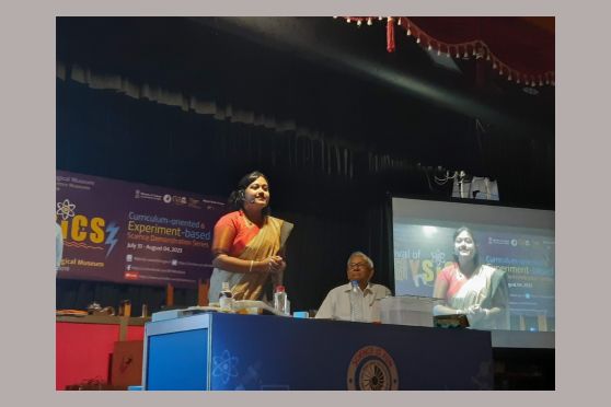 Moumita Dasgupta, School Coordinator, Podar International School, Howrah delivering her lecture on the topic of Optics