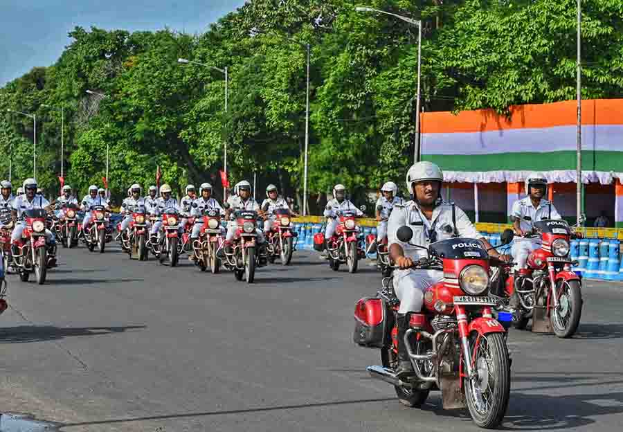 Independence Day parade rehearsals on Red Road by Kolkata Police on Friday  