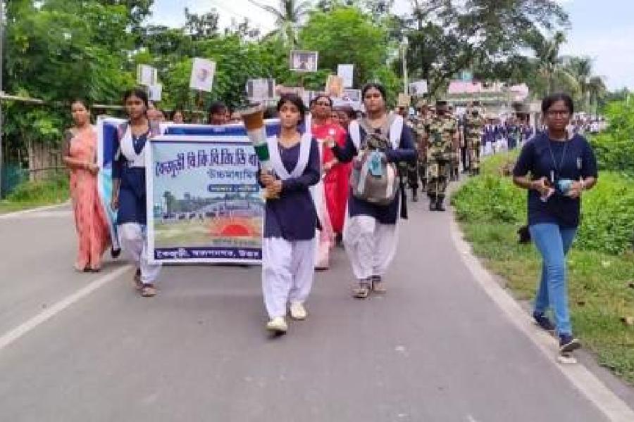 The rally against human trafficking at Koijhuri village in North 24 Parganas on July 30