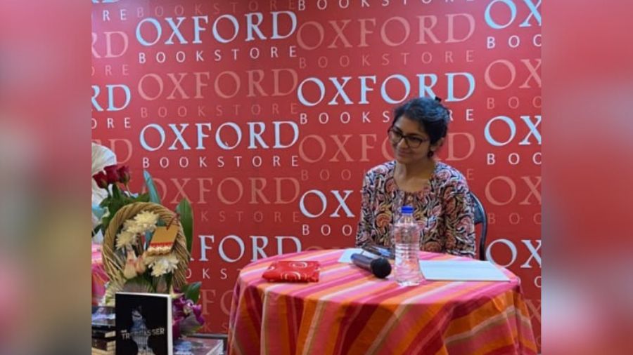 Mohor at her book launch at Oxford Bookstore in 2021