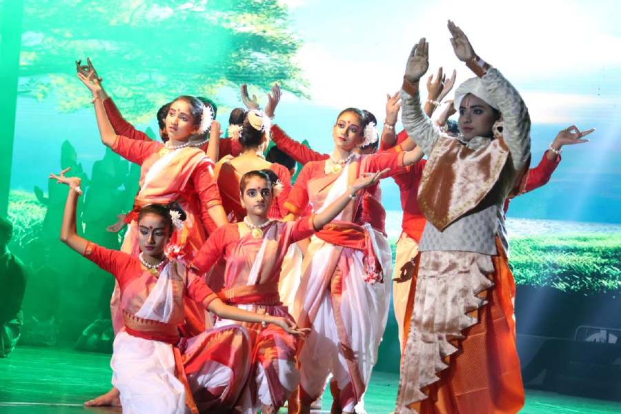Anandadham -The awakening, a mythology-based dance drama performed by over 400 students of Purwanchal Vidyamandir on the occasion of the school's silver jubilee