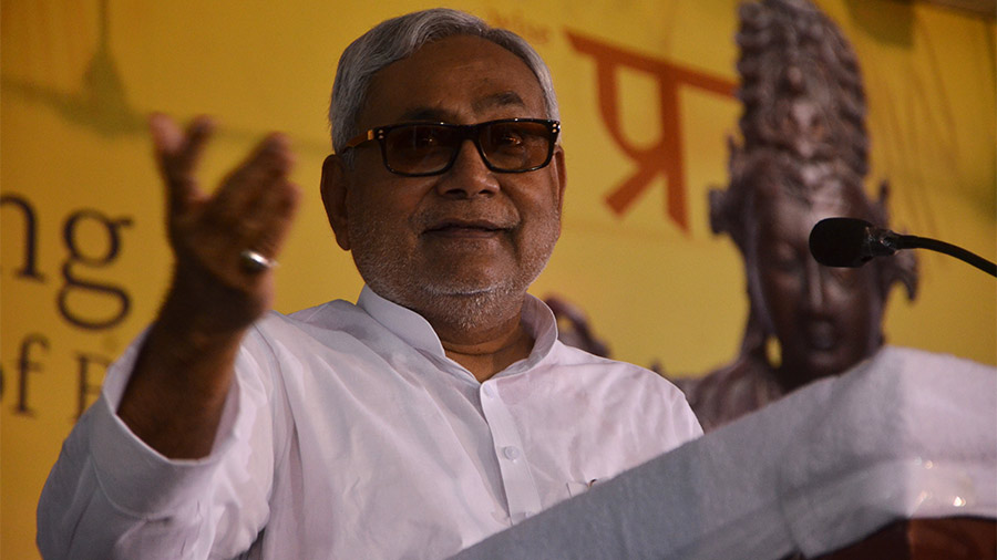 Bihar CM Nitish Kumar speaks during the museum’s inauguration, in 2015