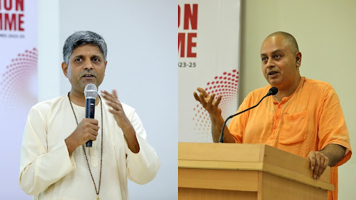 Swami Vedatitananda, Correspondent, Ramakrishna Mission Shilpamandira, Belur Math; and Shri L. Ramaswamy, Executive Trustee, Vedanta Institute, Kolkata, graced the occasion and shared their priceless insights on the topic ‘How to become a Better Learner?’ with the inducted students of Batch 2023-25