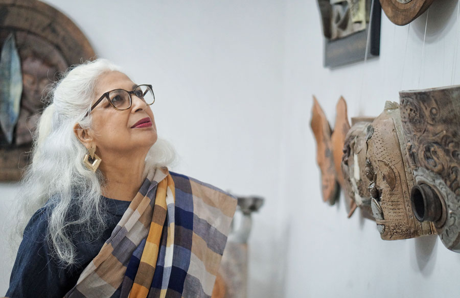 Theatrician Dolly Basu, who is a family friend of the artist, attended the exhibition and remarked on the depth and reflectiveness of the showcased artworks