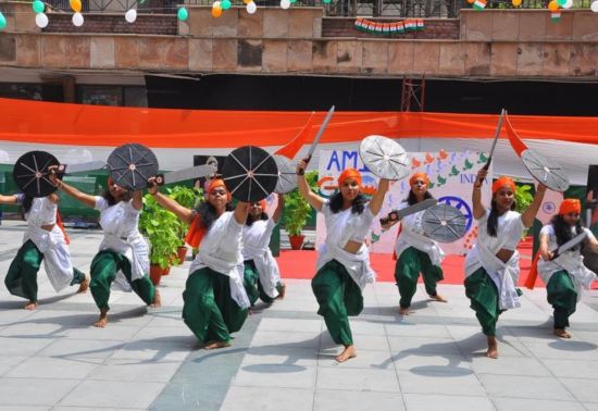 Amity Students dance perform during Celebration of Independence day