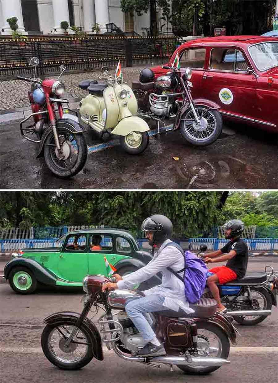 There are not more than 40 vintage two-wheelers in Kolkata and the number is actually lower than the number cars. On Sunday, five vintage motorcycles and scooters joined the ride. Among those, the 1956 Lambretta scooter belongs to an Indian Army officer and is the only one of its kind in Kolkata