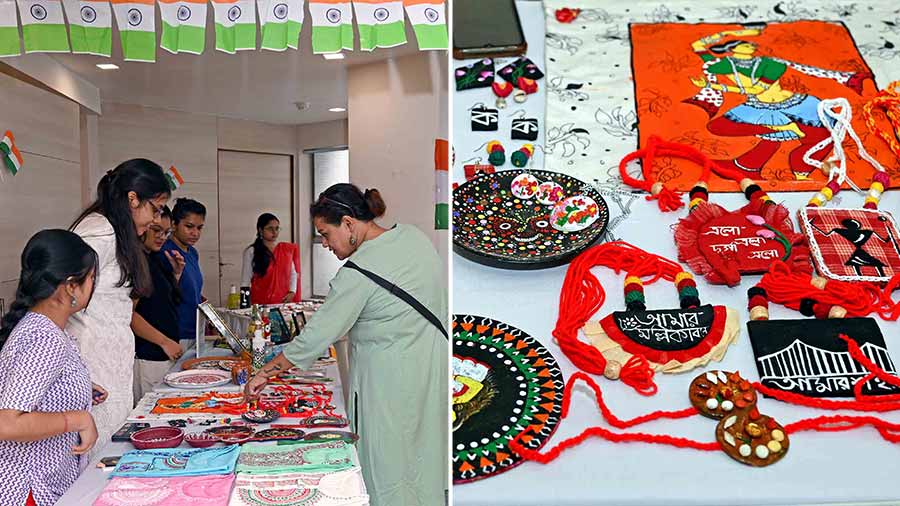 Visitors browse through the array of handicrafts on sale