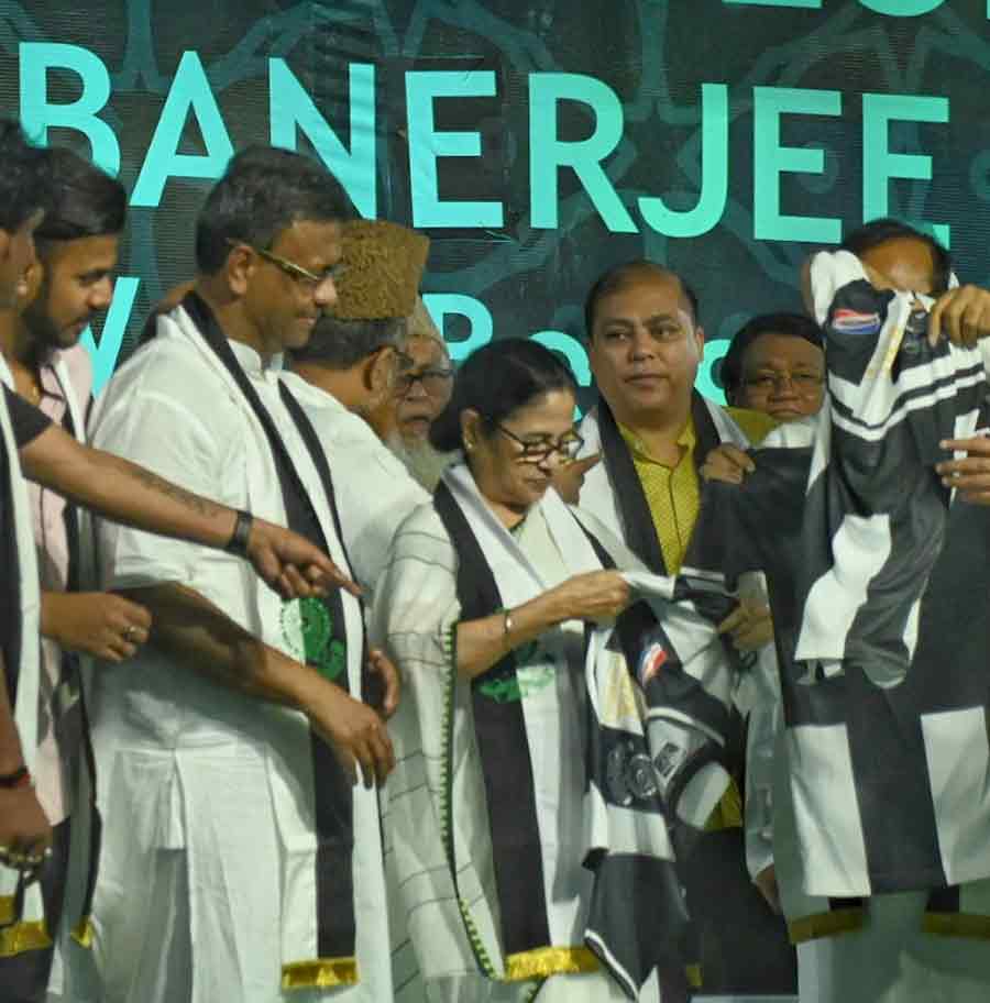 Chief minister Mamata Banerjee inaugurates the Mohammedan Sporting Club renovation project at the club ground on Wednesday   