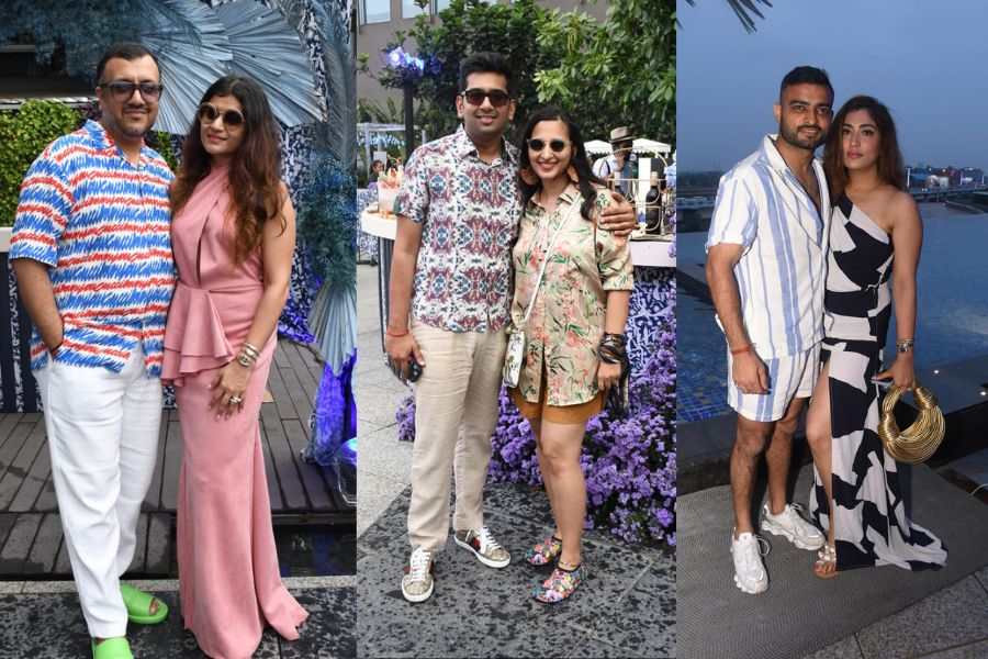 (L-R) Anil and Sweta Agarwal; Baibhav and Priyanka Agarwal; Rahul and Alankrita Soni