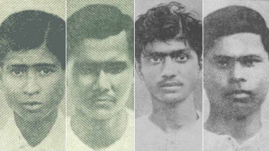 Brajo Kishore Chakraborty (second from left) along with co-volunteers who shot  Burge