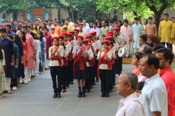 Students of Sri Sri Academy rejoiced with fervor and patriotism, as they commemorated the 77th anniversary of the nation’s Independence. 