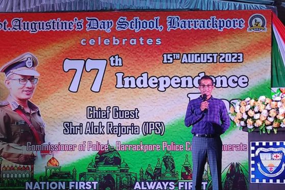The day was remarkable as the school felicitated ten Police personnel from different zones of the Barrackpore Police Commissionerate, for their concerted efforts and dedicated service to the society. Our Chief Guest, Ld Shri Alok Rajoria (IPS), Commissioner of Police, Barrackpore Police Commissionerate, and Guest of Honour, Smt Kirtika Rajoria congratulated the audience for 76 years of Independence and graced the cultural program at school. President, Ms Janet Gasper Chowdhury , CEO & Secretary, Mr Amitava Chowdhury and Principal, Mrs Shweta Ray felicitated the guests and Police personnel.